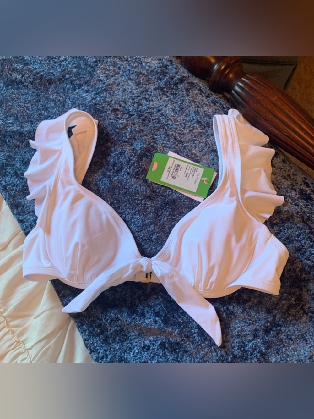 Lilly Pulitzer laurel ruffled resort white bikini top sz 4 NWT